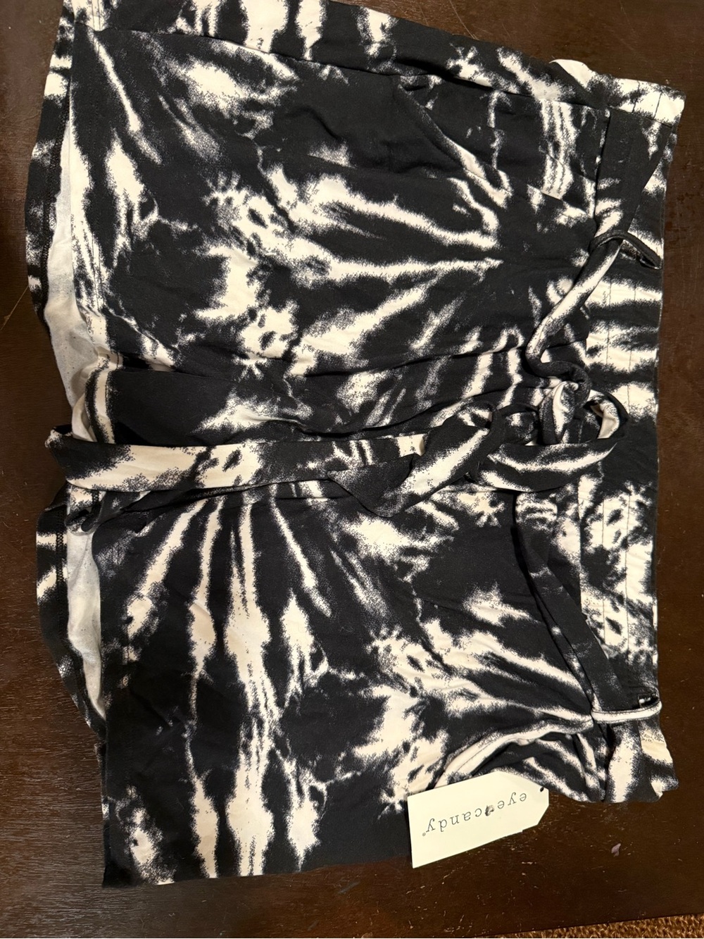 Tie-Dye Lounge Shorts in Black & White